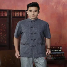 Поступление сезона г. темно-серый Для Мужчин's льняная рубашка Топ Китайский кун-фу Тан костюм с Porket M L XL XXL XXXL