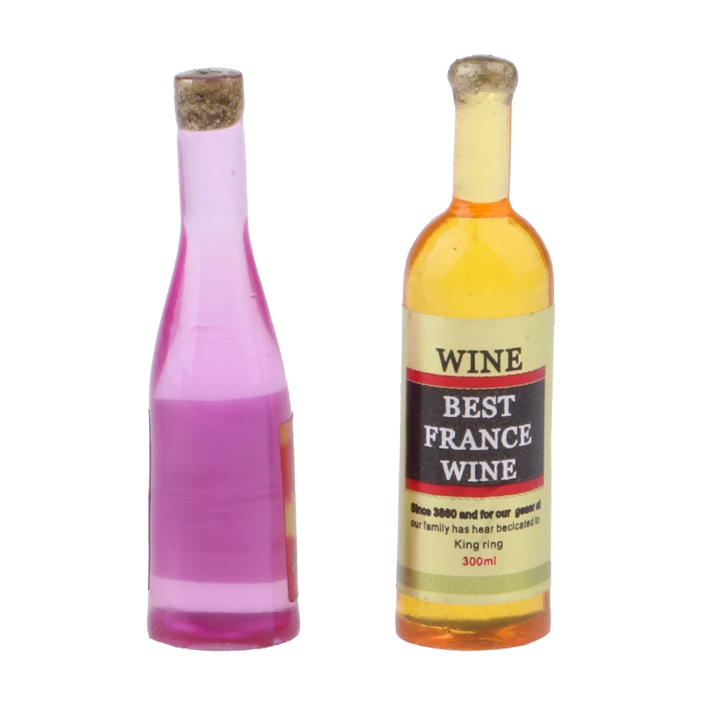 Set of 6 Pieces Miniature Wine Bottles Model Dollhouse Foods Accessories 1/12 Scale Wine Bottles Model Foods Groceries