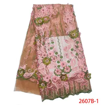 

Nigerian Wedding African Laces African Luxury Lace Fabrics Embroidered High Quality Tulle Lace Fabric QF2607B-1