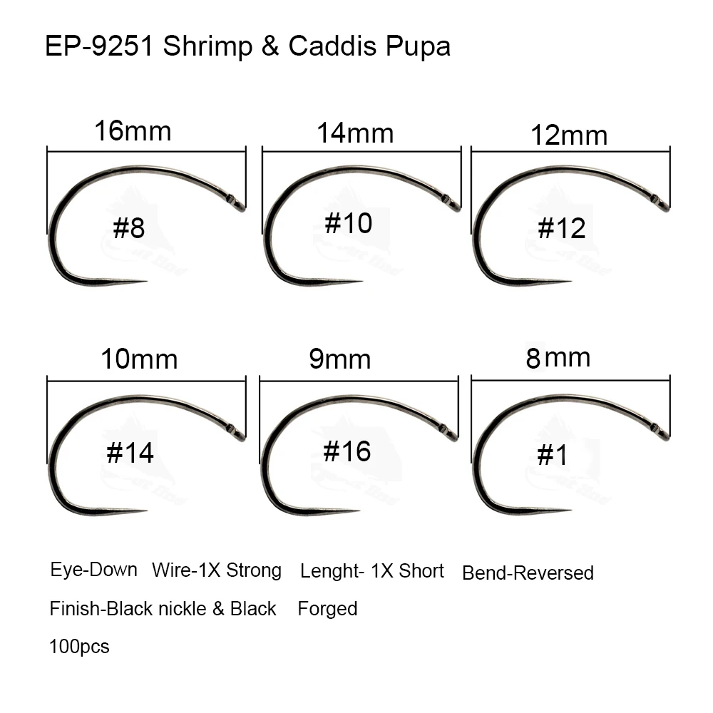 Eupheng 100pcs Competition Fly Fishing Hook Barbless No Barb hook Fishing Dry Nymph Shirmp Wet Caddis Fly Hook Black Nickle New Eupheng 100pcs Competition Fly Fishing Hook Barbless No Barb hook Fishing Dry Nymph Shirmp Wet Caddis Fly Hook Black Nickle New