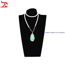 Черный бархат окно шкаф дерево сокровище сундук Экспонент ювелирные изделия ожерелье Дисплей Стенд торс манекен ювелирные изделия держатель L 39 см