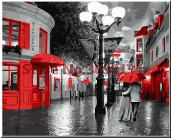 

A couple under the umbrella of street Diamond Embroidery DIY Needlework Full Diamond Painting Cross Stitch 5D Rhinestones Mosaic