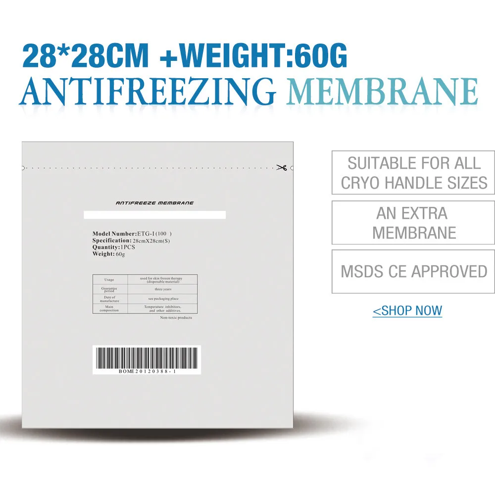 Free shipping 100pcs 28 28cm cryolipolysys antifreeze membrane
