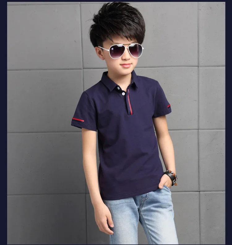 Fshion Child Big Boys Polo Shirt Kids Cotton Shirts Children Tops Clothing Short Sleeve Boys Tops 6 7 8 9 11 13 14 Years 2017 Summer Clothing (9)