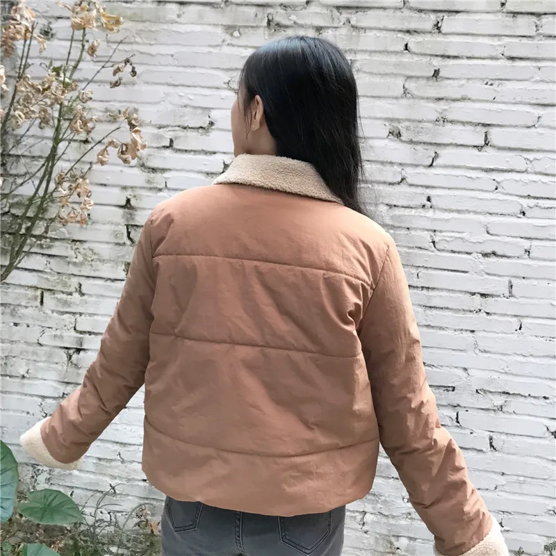 down puffer coat High Quality Wool Women Parkas Turn-down Collar Winter Short Coats Cotton Brown Vintage Jackets Fashion Coats Lu11 35 black puffer