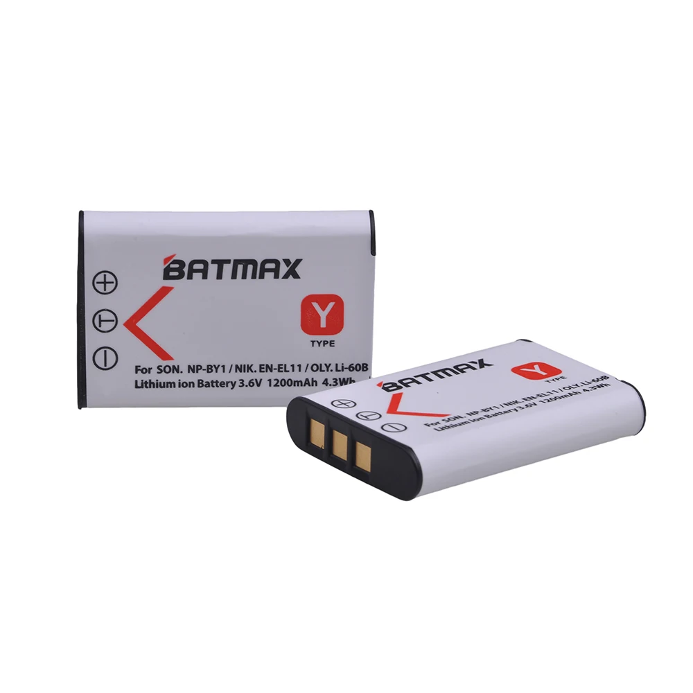 Batmax 2 шт. 1200 мА/ч, NP-BY1 EN-EL11 Li-60B NP BY1 Батарея для sony HDR-AZ1VR AZ1 AZ1V AZ1VR Спортивная Экшн-камера Скрытая Цифровая видеокамера мини-камера-Регистратор