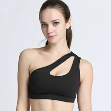Спортивный бюстгальтер для женщин на одно плечо, топ для йоги, Спортивное нижнее белье с подкладкой, спортивный топ, тренировочная одежда для бега