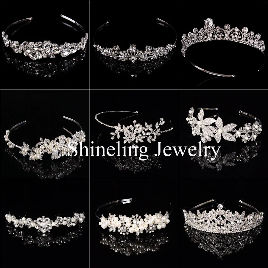 

SLBRIDAL Gorgeous Art Deco Wedding Tiara Headband Crown Rhinestones Tiara Bridal Headpiece Pearls Hair accessories Bridesmaids