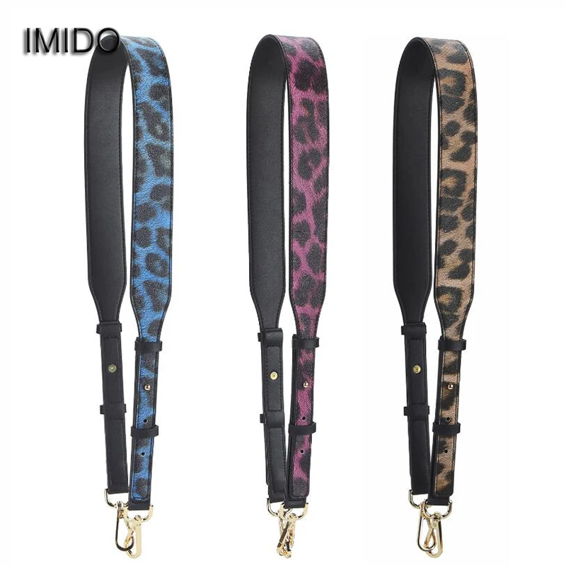 

IMIDO 104-116cm Long Strap for Handbags Bag Women pu Leather replacement strap shoulder belt accessories Leopard Star Red STP117