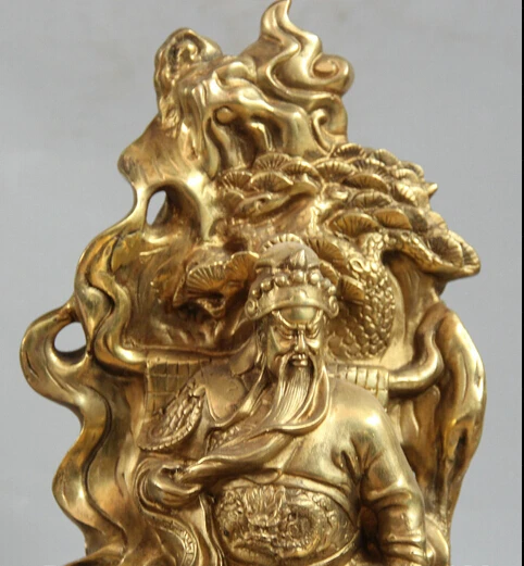 

JP S61 16 Chinese Bronze Gild Seat Dragon General Guan Gong Yu Warrior God Statue Discount 35%