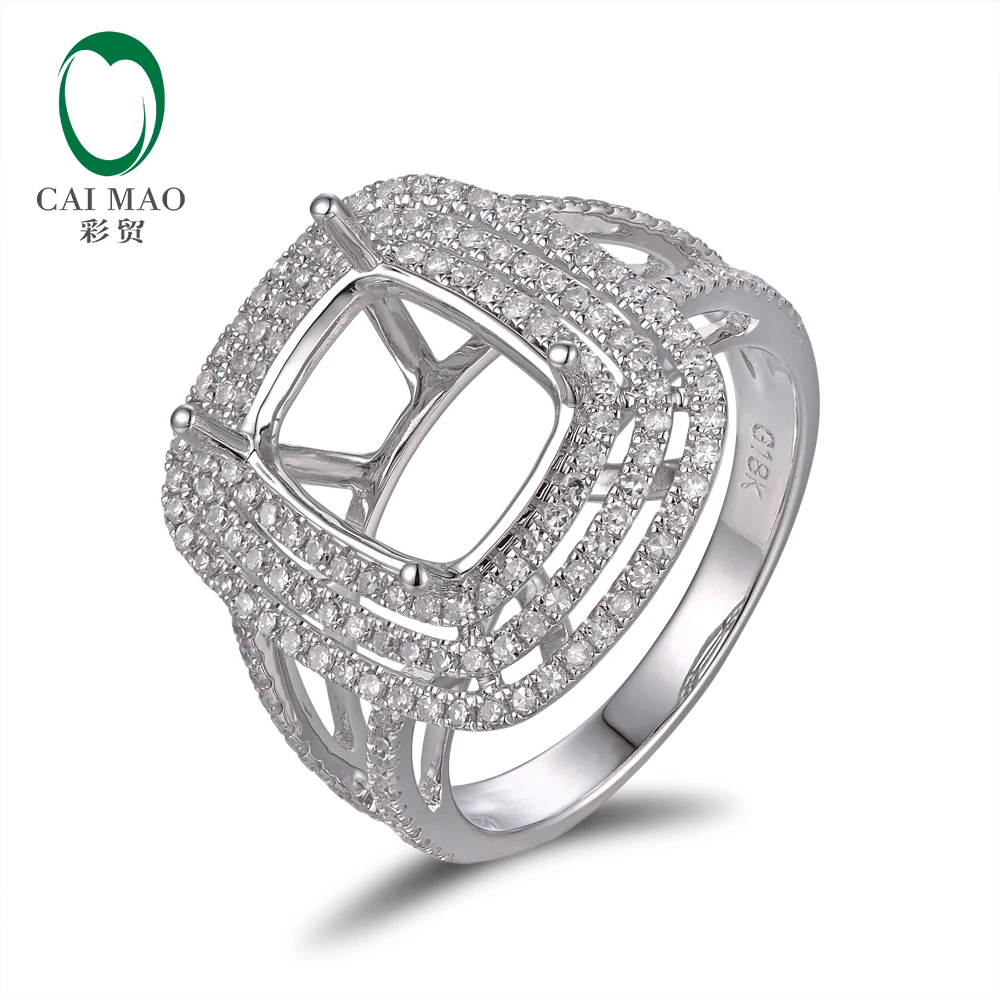 Caimao ювелирные изделия 8x10 мм Подушки с 18 К Белое золото природных алмазов полу Настройки крепления кольца