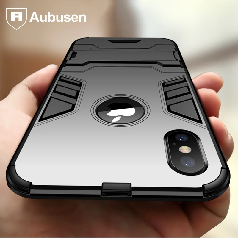 

Aubusen Silicone case for Phone x Luxury Hybrid Shockproof Hard Iron Man Armor Defender Silicone Case for IPhone x 10