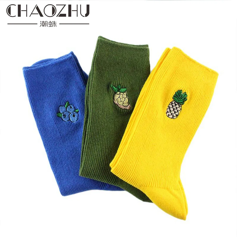 CHAOZHU новые вышитые фрукты японские школьные женские свободные носки для девочек