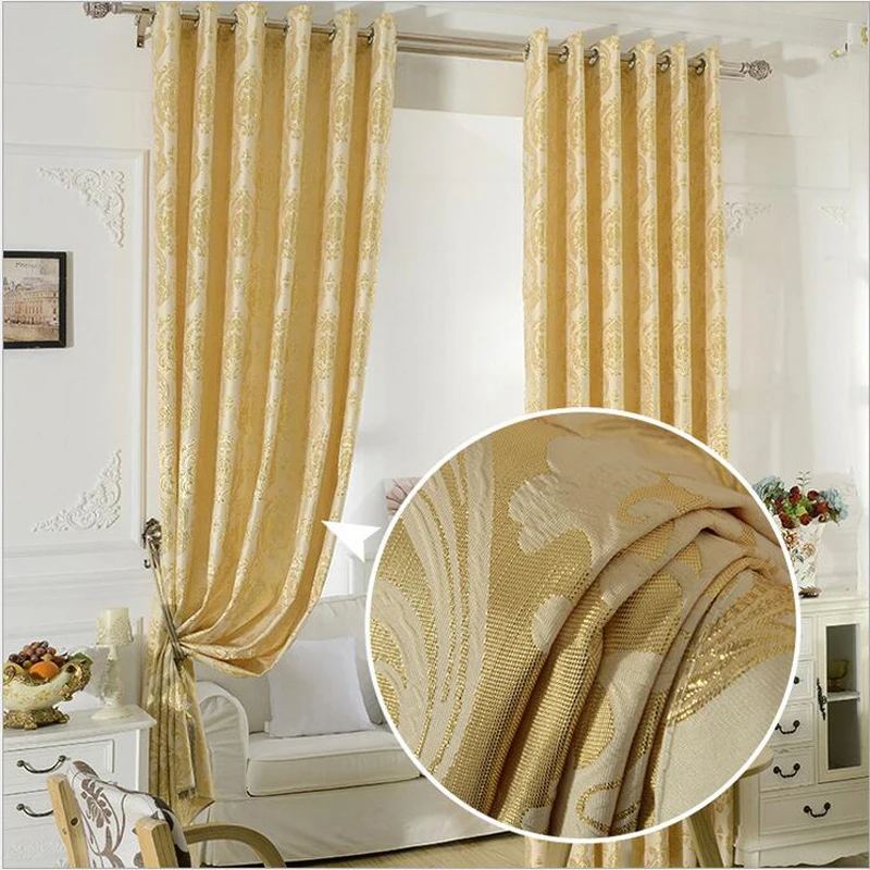 Aubre Jacquard window curtains heavy fabric high quality with gold