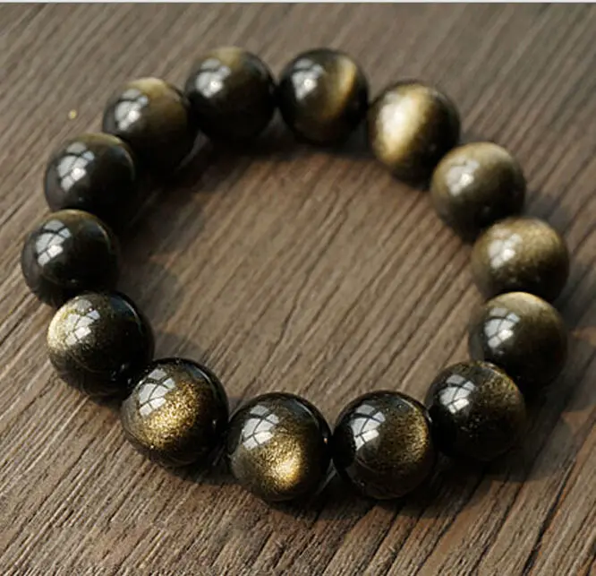 

AAA Good Quality Natural Gold Obsidian Round Beads 10 mm bracelet stone
