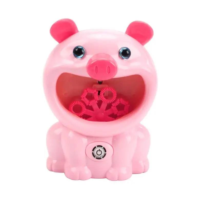 Электрическая автоматическая машина для пузырей мультяшная Милая свинья пузырьковая машина игрушка(без пузырьковой воды) легкая музыка детские игрушки на открытом воздухе - Цвет: Розовый