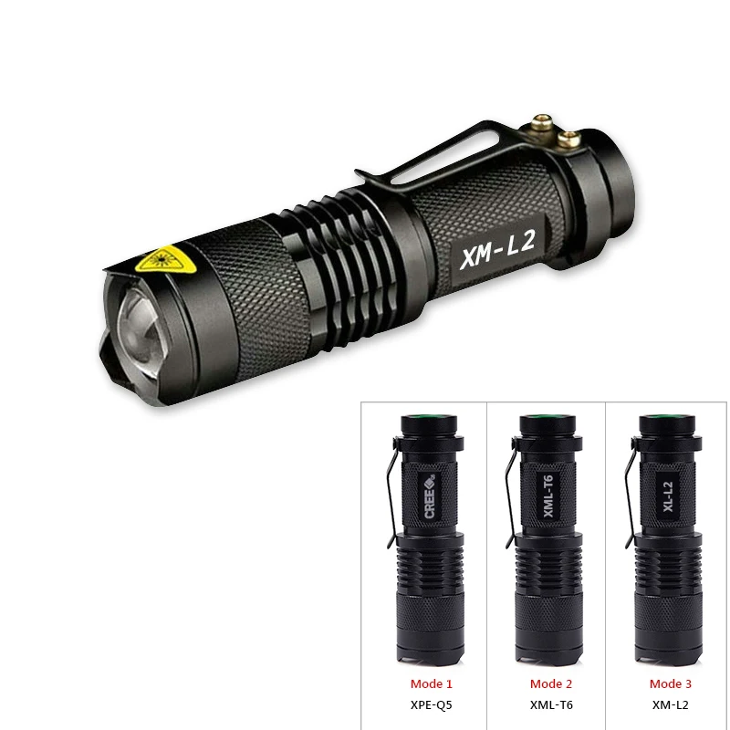 

Mini Flashlight 3800 Lumens CREE L2 LED Torch 18650 AAA torch Adjustable Zoom Focus Torch Lamp Penlight Waterproof For Outdoor