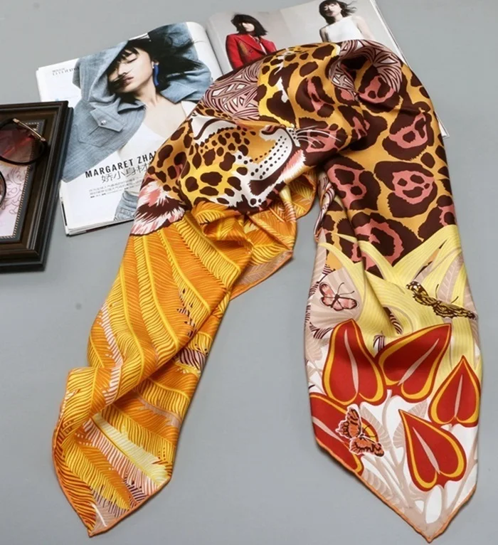 Высокая Стиль саржа Шелковый шарф хиджаб Для женщин головы шарфы для Волос обертывание большой площади шелковые шарфы платки 35X35 дюйм(ов - Цвет: Color 3