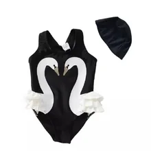 Модные купальники для девочек, детские купальники, балетные цельные черные лебединые купальники для девочек, детский купальник для детей 1-8 лет