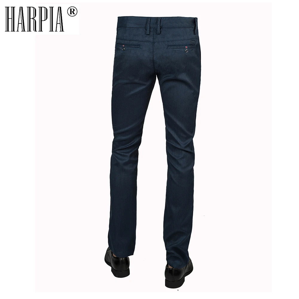 HARPIA Dark Blue Classic Casual Men's Trousers Male Straight Stretch Cotton Slim Pants Mens Summer Autumn Business Suit Pants