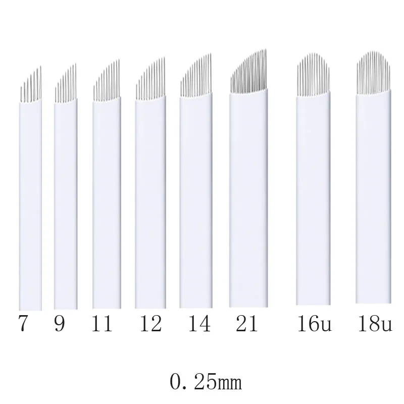 

50pcs 0.25mmmm Lumina 12U 14U 16U 18U Permanent Makeup Manual Eyebrow Tattoo Needles Blade For 3D Embroidery Microblading Tatt