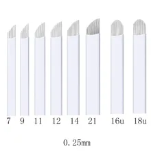 50pcs 0.25mmmm Lumina 12U 14U 16U 18U Permanent Makeup Manual Eyebrow Tattoo Needles Blade For 3D Embroidery Microblading Tatt tatt book visionaries of tattoo
