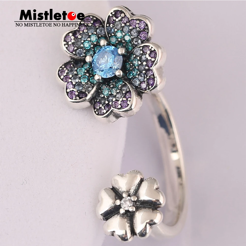 

Authentic 925 sterling Silver Glorious Blooms Ring, Multi-Colored CZ Compatible With European Jewelry