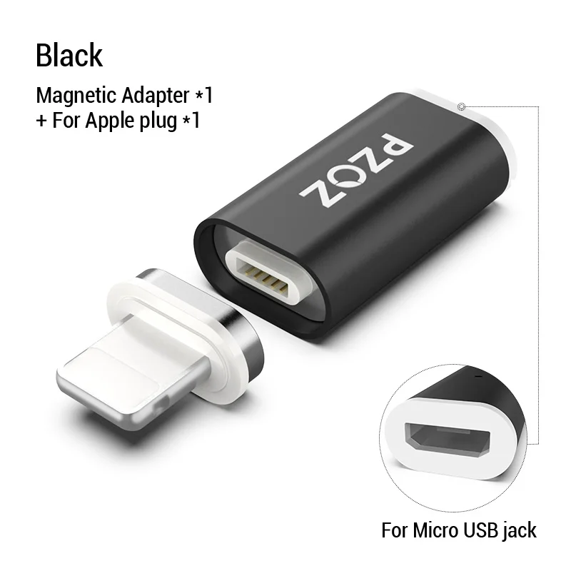 PZOZ Магнитный Кабель-адаптер Micro usb адаптер для быстрой зарядки телефона Microusb type-C магнитное зарядное устройство usb c для iphone xiaomi type C - Цвет: Micro to IOS Plug