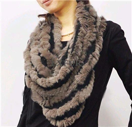 Классический женский вязаный круг, женский шарф, кольцо из натурального кроличьего меха, Модный женский зимний теплый шейный платок LX00760 - Цвет: Khaki