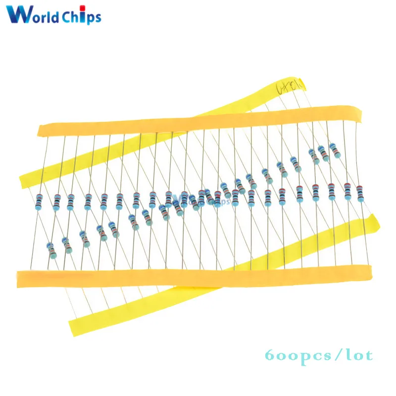 1 упаковка 600 шт 1/4 w Сопротивление 1% металлопленочные переменный резистор Ассортимент Комплект 30 видов каждые 20 шт