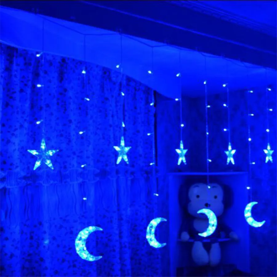 2.5M Led icicle curtain light 138Leds 6 Stars 6 Moons fairy light garland for home party birthday decoration EU/US/UK/AU 2.5M Led icicle curtain light 138Leds 6 Stars 6 Moons fairy light garland for home party birthday decoration EU/US/UK/AU