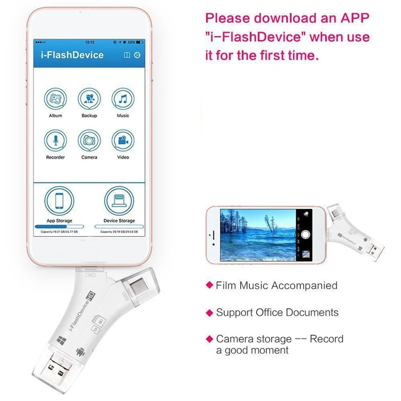 4 в 1 I флеш накопитель Usb Micro Sd и Tf кардридер адаптер для Iphone 5 6 7 8 Ipad Macbook Android