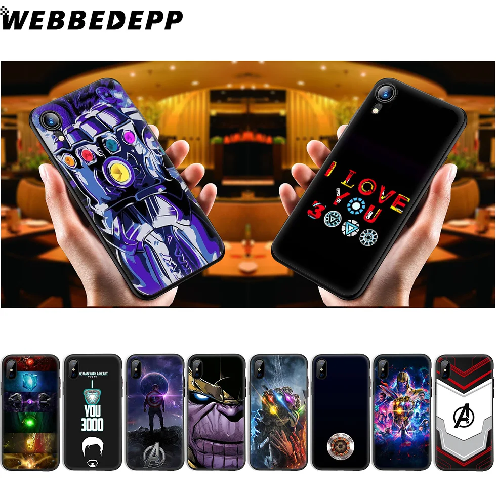 

WEBBEDEPP ENDGAME Avengers Marvel 3000 Soft Silicone Case for iPhone 11 Pro Xr Xs Max X or 10 8 7 6 6S Plus 5 5S SE Case 8 Plus