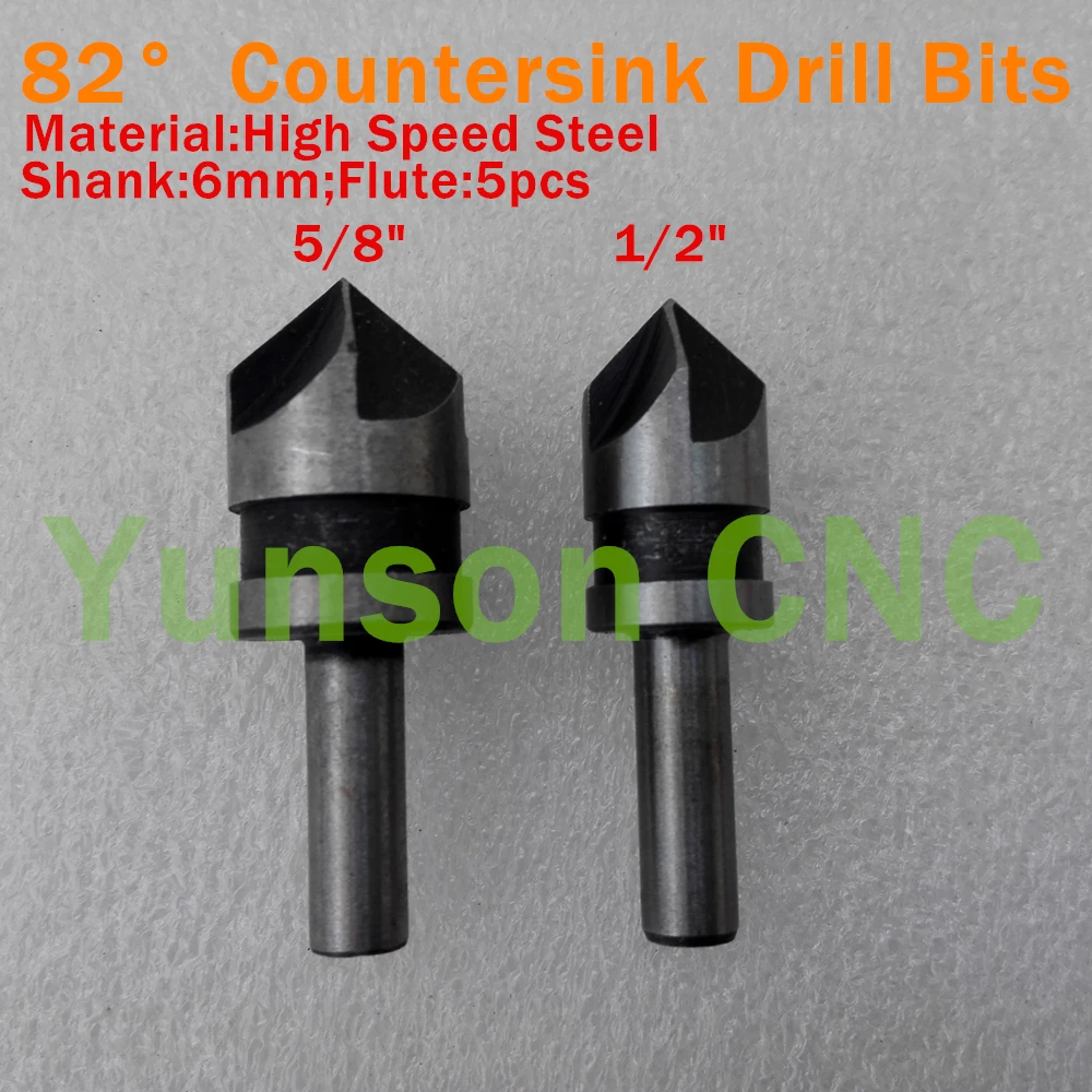 2pcs/lot 82 degrees 5Flutes Countersink Drill Bits Kits for
