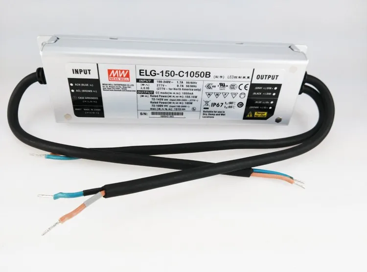 

Original MEAN WELL 150W Single Output IP67 Constant Current LED Driver Switching Power Supply With PFC ELG-150-C