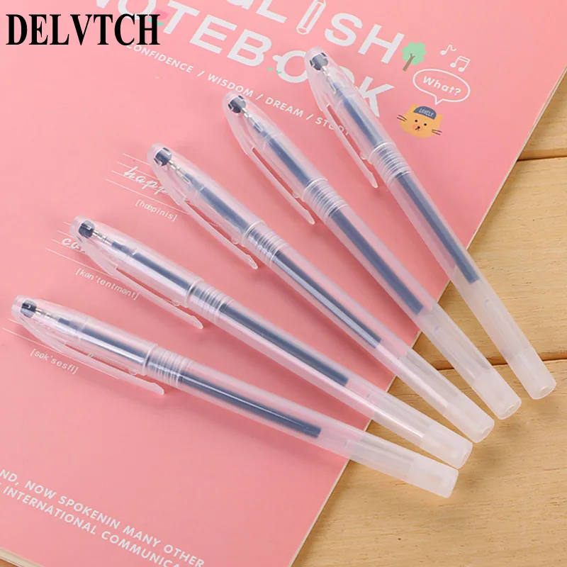 DELVTCH 5PCS/set 0.5MM Gel Ink Pen Office Signature Pen School Student Writing Stationery Supplies Gift Black / Blue / Red Ink 2pc kawaii avocado gel pen promotional student stationery exam ballpoint office school supplies black ink signature pen 0 5mm