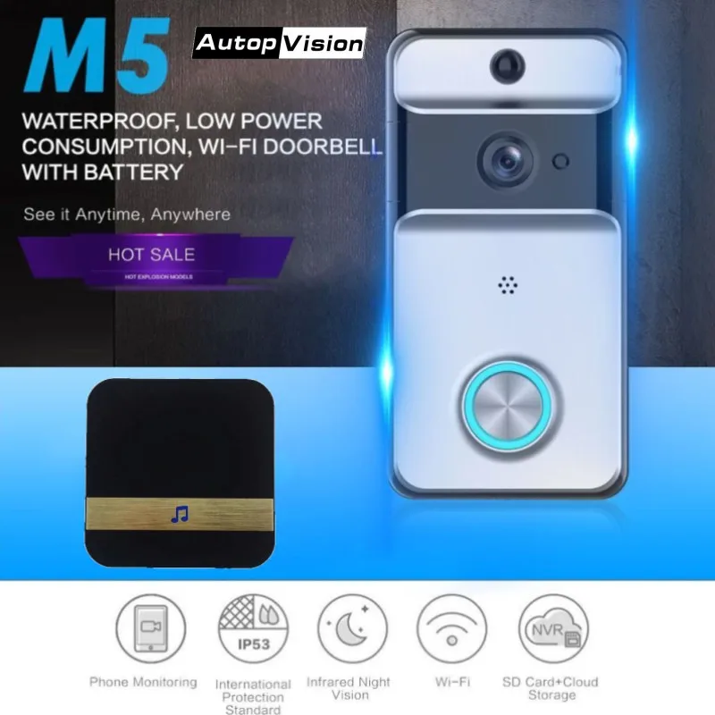 M5 Waterproof Wireless Doorbell Low power Wifi Video Door Phone