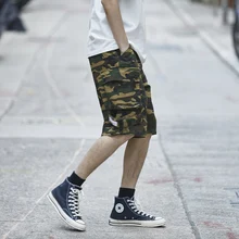 Harajuku мужские s хип хоп карго шорты штаны для уличного бега военные карманы колено камуфляж мужские хлопчатобумажные шорты доска шорты камуфляж