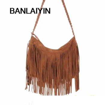 

Tassels Bag Shoulder Bag Woman Long Tassels Interlace Corduroy Colors Retro