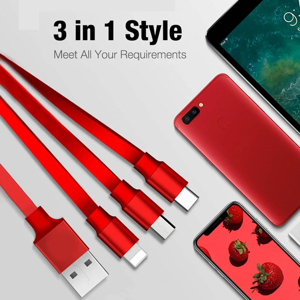 

2019 Hot Multi USB Charger Cable 3 in 1 Multiple Charging Cord Adapter with Mini Type C Micro USB Port For DOY
