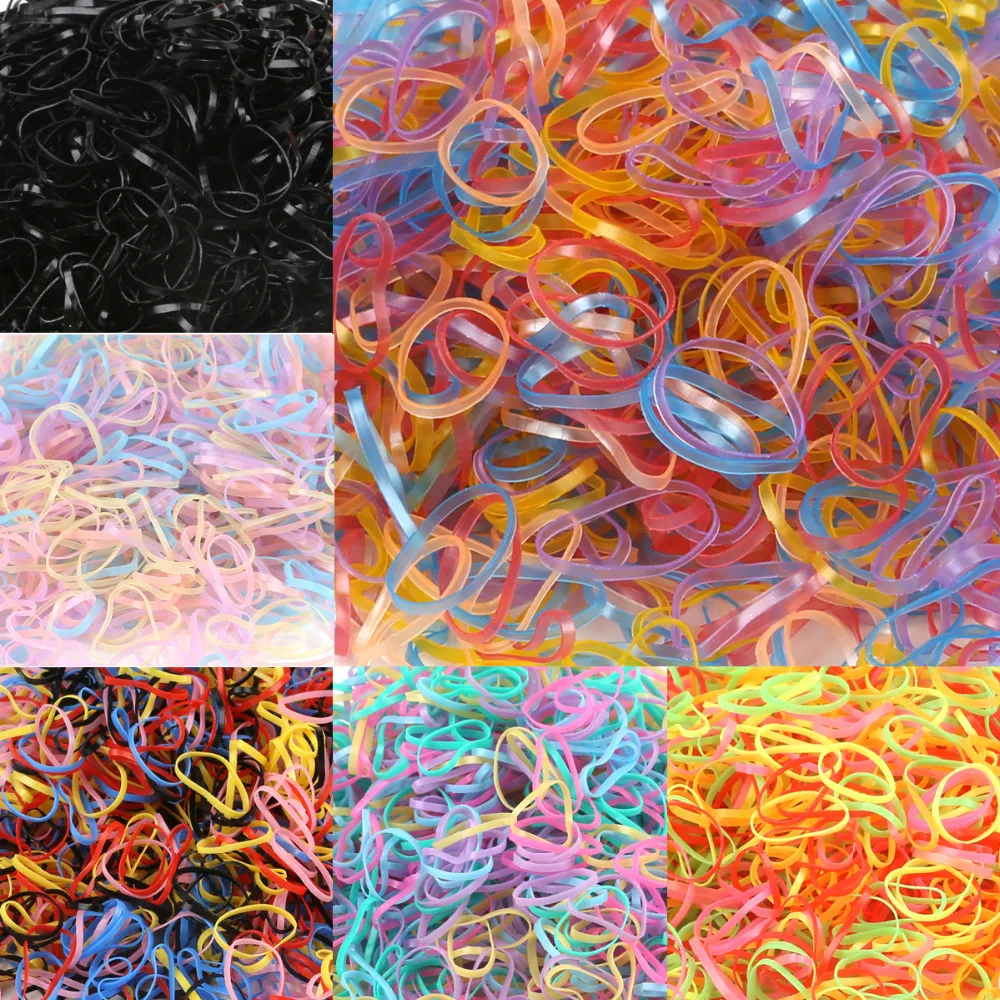 hair clips for women 1000pcs/bag Colorful Rings Hairband Rope Silicone Ponytail Holder Rubber Band Scrunchies Tie Gum Girls Hair Accessories flapper headband