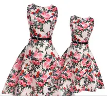 Mother Daughter Dresses Teenage big Girls floral Flower Dress Mother Daughter Clothes party Family Matching Clothing for Kids