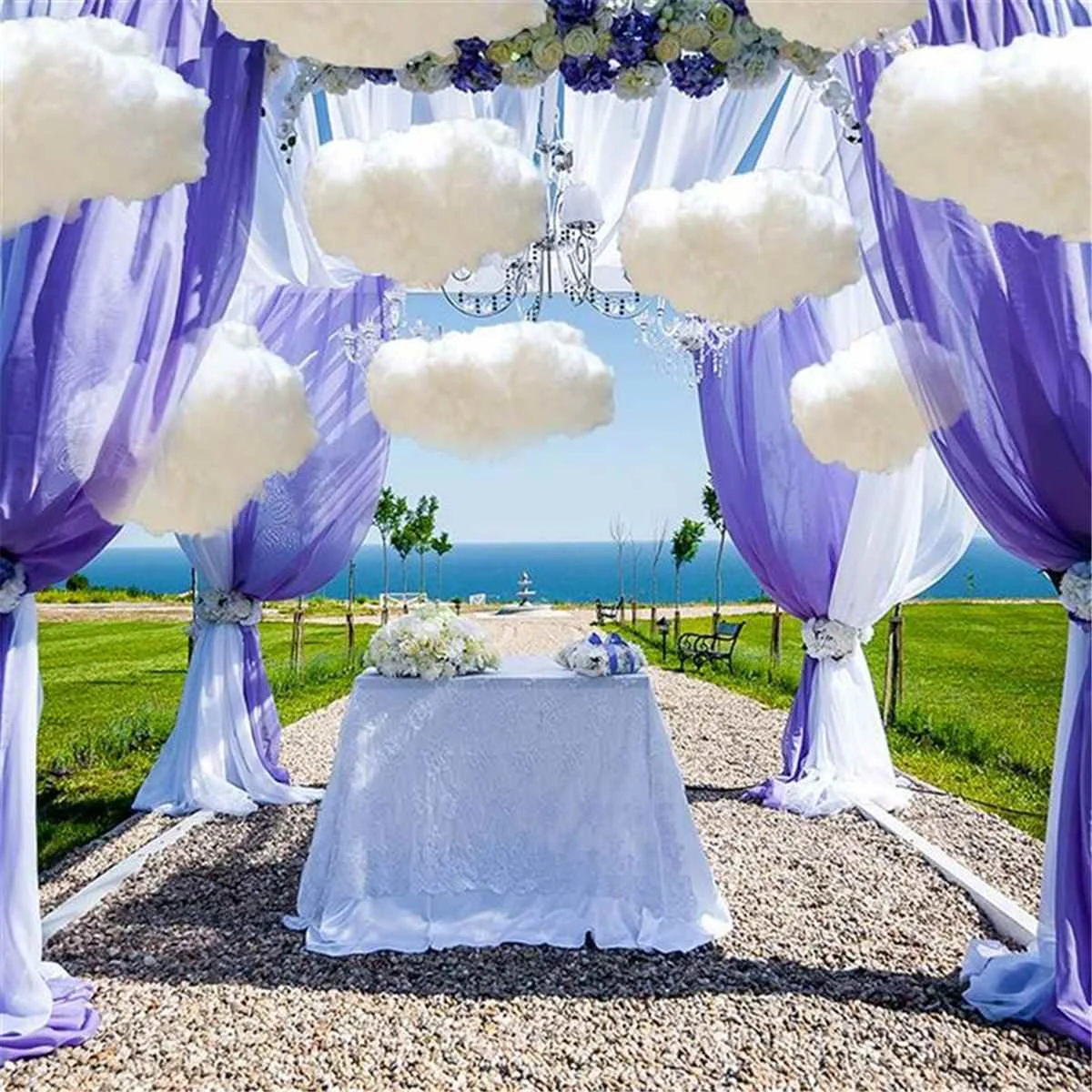 

DIY Cotton Clouds Road Wedding Photography Window Layout Simulation White Cloudys Festival Holiday Party Home Decorative
