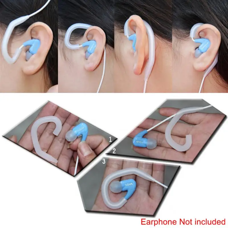 1 пара экологичных съемных мягких силиконовых спортивных крючков для ушей/кабельных вешалок, совместимых с большинством ушных наушников