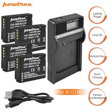 4X DMW-BCG10 BCG10 BCG10E Battery 3.6V 1300mAh+Battery charger with LED for Panasonic Lumix DMC-ZS19 DMC-ZS20 DMC-ZS25 ZX1 L10