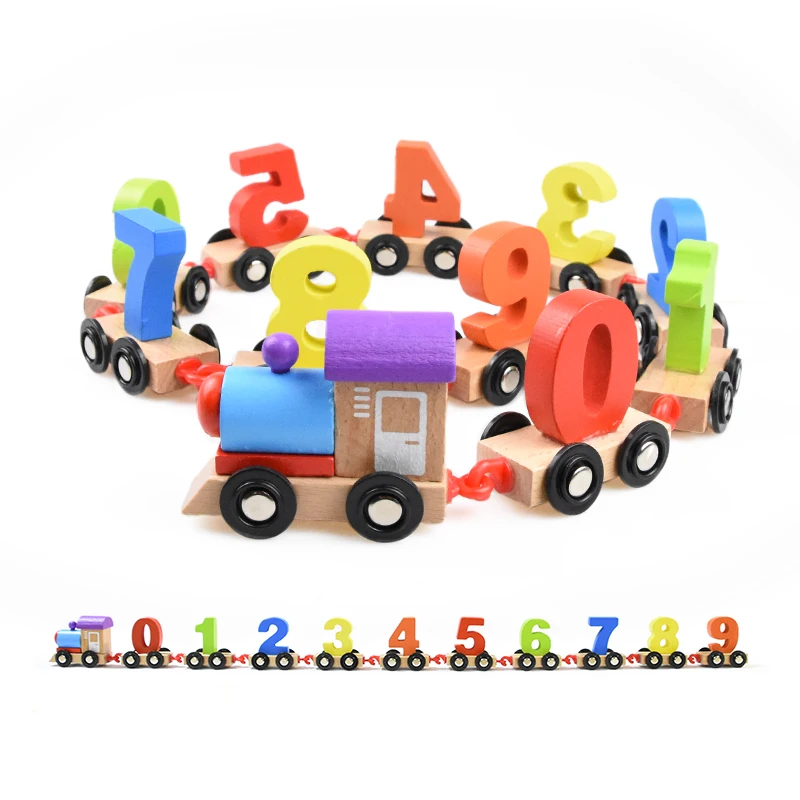 

Baby Building Blocks Toys Children's Digital Wooden Train Drag Splicing Toy Car Children Early Education Toys Building Block