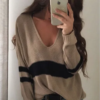 

2019 Autumn New Stripes European And American Women's Sweater Women