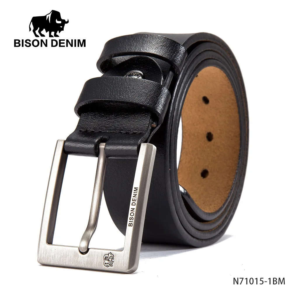N71015-1BM BISON DENIM мужской ремень из натуральной воловьей кожи мужской ремень с пряжкой качественный мужской коричневый ремень винтажные джинсы N71223 - Цвет: N71015-1BM