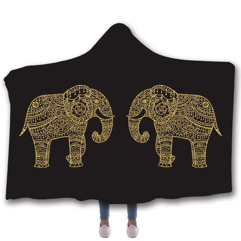 Одеяло-накидка с капюшоном и объемным принтом в виде слона, Волшебная утепленная ворса, теплые носимые флисовые шерстяные одеяла для взрослых детей - Цвет: Style 7