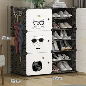 Shoe shelf-2 Мультяшная Кошка Бесплатные наклейки Экологически чистый пластик много слоев многофункциональная для обуви Полка Легкая установка шкаф с крюком - Цвет: Shoe shelf-2